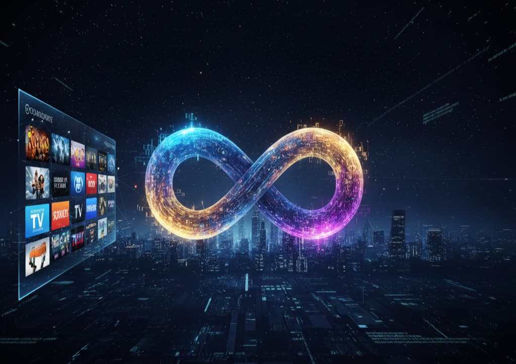 Premium IPTV streaming service dashboard showing 4K channels and on-demand content